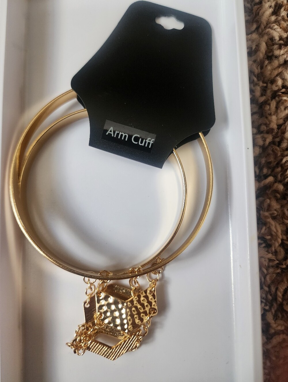 Gold Arm Cuff Bracelet with Dangle Charms #8